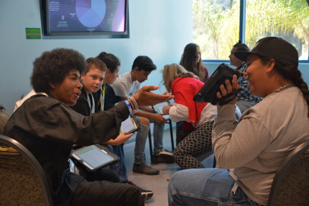 Students working in Finance Park