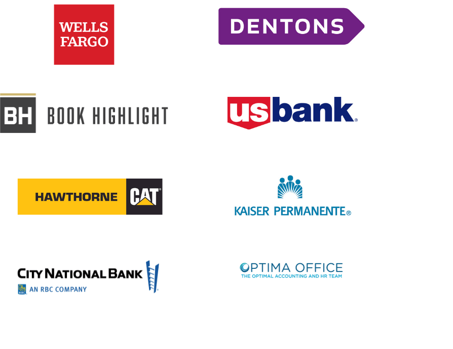 Wells Fargo, Dentons, Book Highlight, US Bank, Hawthorne Cat, Kaiser, City National Bank, Optima Office